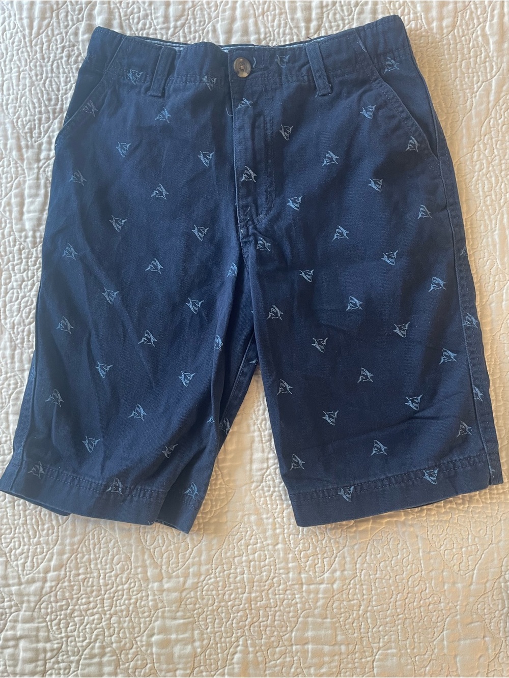 Boys Navy Blue shark pattern Cotton Shorts